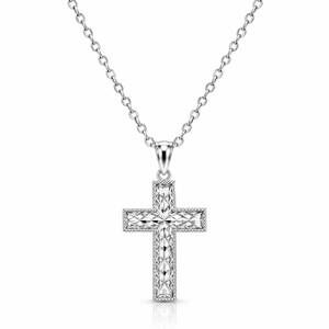 NEW GOLD & HONEY women's filigree cross pendant necklace in silver